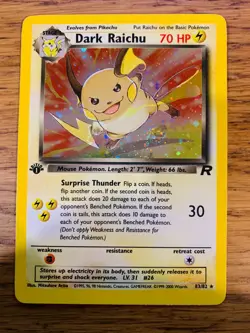 NM! 1st Edition Dark Raichu (83/82) Team Rocket Set Secret Holo Pokemon Card! - Image 1