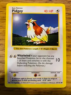 LP! Shadowless Pidgey (57/102) Base Set Rare Pokemon Card! FAST P&P! - Image 1