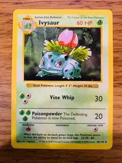 MP! Shadowless Ivysaur (30/102) Base Set Rare Pokemon Card! FAST P&P! - Image 1