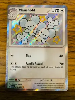 NM! Maushold (210/091) Paldean Fates Baby Shiny Rare Pokemon Card! FREE P&P! - Image 1