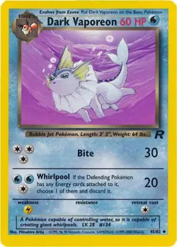 Pokemon Dark Vaporeon 45/82 Team Rocket Unlimited EX LP Condition - Image 1