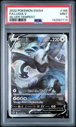2022 POKEMON SWORD & SHIELD SILVER TEMPEST #186 FULL ART/LUGIA V PSA 9 - Image 1