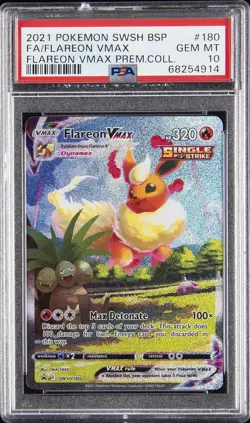 2021 POKEMON SWSH BLACK STAR PROMO #180 FULL ART/FLAREON VMAX PSA 10 - Image 1