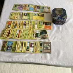 Pokemon Cards 100+ With Tin See Pics excellent used condition see photos - Image 1
