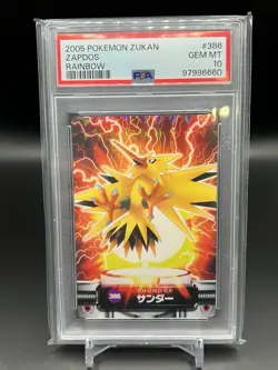 2005 CARDDASS POKEMON ADVANCED GENERATION ZUKAN CARD RAINBOW #386 ZAPDOS PSA 10 - Image 1