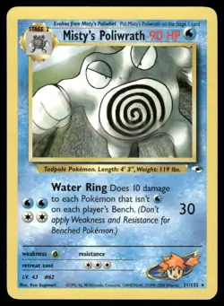 Pokemon Cards Misty's Poliwrath 31/132 UNLIMITED Gym Heroes WOTC Rare NM - Image 1