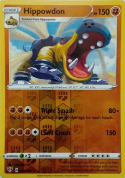 094/189 HIPPOWDON REVERSE HOLO DARKNESS ABLAZE POKEMON CARD - Image 1