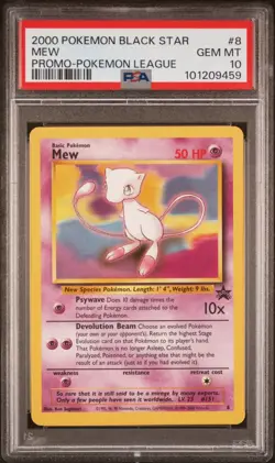 PSA 10 2000 Black Star League Promo Pokemon Card Mew 8 - GEM MINT! - Image 1
