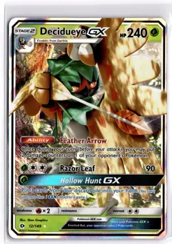 Pokemon TCG Decidueye GX 12/149 Sun Moon Base Set Ultra Rare - Image 1