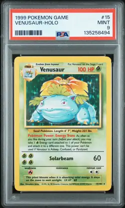 1999 POKEMON BASE SET UNLIMITED #15 VENUSAUR-HOLO PSA 9 - Image 1