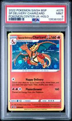 2022 POKEMON SWSH BLACK STAR PROMO #075 SPECIAL DELIVERY CHARIZARD-HOLO PSA 9 - Image 1