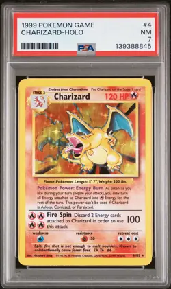 1999 POKEMON BASE SET UNLIMITED #4 CHARIZARD-HOLO PSA 7 - Image 1