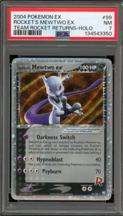 Pokemon Rocket's Mewtwo ex EX Team Rocket Returns Holo Ultra Rare #99 PSA 7 - Image 1
