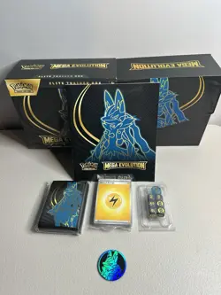 Pokemon Mega Evolution Lucario EMPTY ETB Box + Guide + Dice + Coin + Dividers - Image 1