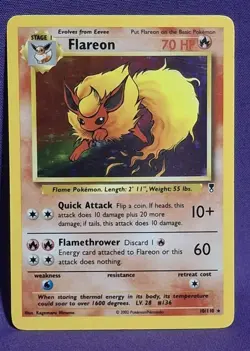 Pokemon TCG Flareon 10/110 Holo Rare NM/LP - Legendary Collection - Image 1