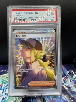 2025 POKEMON SV BLACK BOLT #170/086 N'S PLAN SPECIAL ILLUSTRATION RARE PSA 10 - Image 1