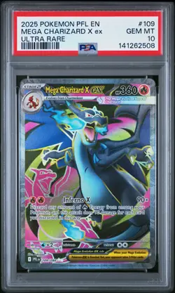 2025 POKEMON PFL EN-PHANTASMAL FLAMES ULTRA RARE #109 MEGA CHARIZARD X EX PSA 10 - Image 1