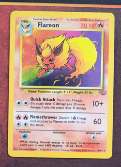 Pokemon TCG Flareon Jungle 3/64 Holo Rare Unlimited English Card - Image 1