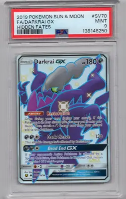 Pokemon 2019 Darkrai GX SV70 Full Art Shiny Vault Hidden Fates PSA 9 - Image 1