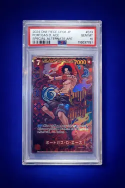 One Piece OP08 JP Portgas D. Ace Alternate Art PSA 10 Gem Mint - Image 1