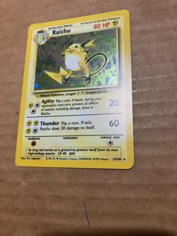 Raichu Pokemon Card Holo WOTC 14/102 Base Set Rare Vintage 1999 Original mint - Image 1