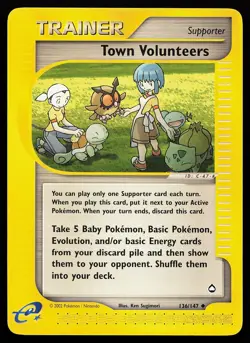 Town Volunteers 136/147 Uncommon Aquapolis Pokemon Card - Image 1
