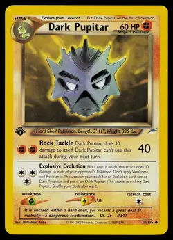 Pokemon Card - Dark Pupitar Neo Destiny 38/105 Uncommon 1st Edition - Image 1