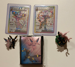 Prismatic Premium Collection Espeon/Umbreon Promo Cards + Pin/figure/sleeves! - Image 1