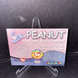TY Beanie Babies BBOC Card - Series 2 Birthday (BLUE) PEANUT Light Blue Elephant - Image 2