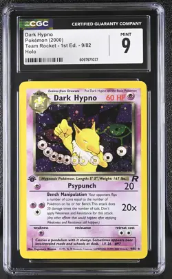 CGC 9 MINT Dark Hypno Team Rocket 1st Edition 9/82 Holo Pokemon Card - Image 1
