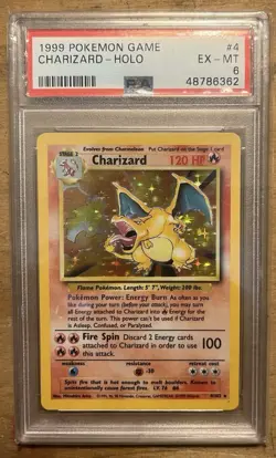 1999 Pokemon Base Set Holo Charizard #4 PSA 6 Excellent-Mint - Image 1