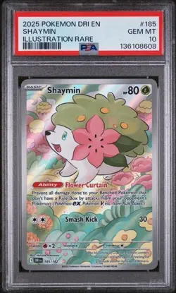 PSA 10 SHAYMIN 185/182 ILLUSTRATION RARE DRI EN-DESTINED RIVALS POKEMON - Image 1