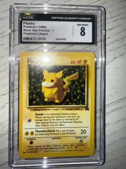 Vintage Pokemon Pikachu Black Star Promo 1 Ivy League TCG 1999 CGC 8 NM-Mint - Image 1