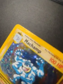 Pokemon Base Set Holo Rare Vintage Card Machamp 8/102 1st Edition See Pics - Image 3