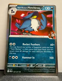 Team Rocket’s Honchkrow 127/217 Holo Rare Ascended Heroes Pokemon TCG - Image 1