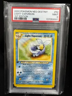 2002 Pokemon Neo Destiny Light Vaporeon 1st Edition #52 - PSA 9 MINT - Image 1