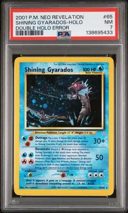 2001 POKEMON NEO REVELATION DOUBLE HOLO ERR #65 SHINING GYARADOS-HOLO PSA 7 - Image 1