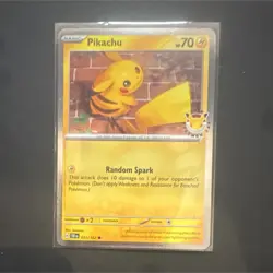 Pokemon Pikachu Holo Card 051/162 Basic 2025 Pokemon Day Stamped - Image 1