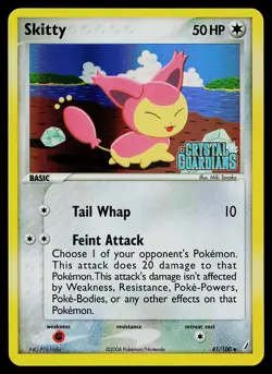 Pokemon Card - Skitty Crystal Guardians 41/100 Uncommon Reverse Holo Stamped - Image 1