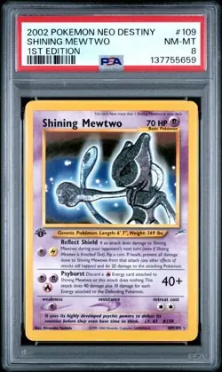 2002 POKEMON NEO DESTINY 1ST ED #109 SHINING MEWTWO PSA 8 - Image 1