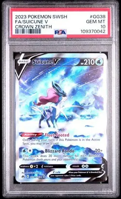 2023 POKEMON SWORD & SHIELD CROWN ZENITH #GG38 FULL ART/SUICUNE V PSA 10 - Image 1