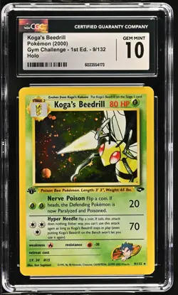 CGC 10 Koga's Beedrill Gym Challenge 1st Edition 9/132 Holo Pokemon Card - Image 1