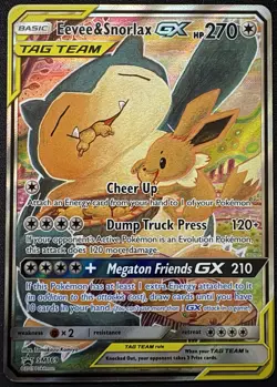 Pokemon Eevee & Snorlax GX SM169 Tag Team Black Star Promo English - Image 1