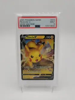 2020 Pokemon SWSH Vivid Voltage Pikachu V #043 PSA 9 - Image 1