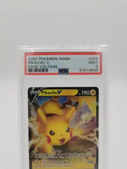 2020 Pokemon SWSH Vivid Voltage Pikachu V #043 PSA 9 - Image 3