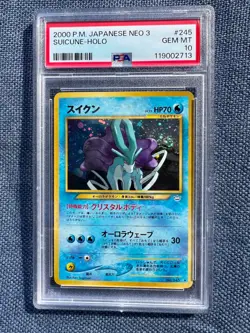 2000 Pokemon Japanese Neo 3 Suicune-Holo PSA 10 Gem Mint Very Rare - Image 1