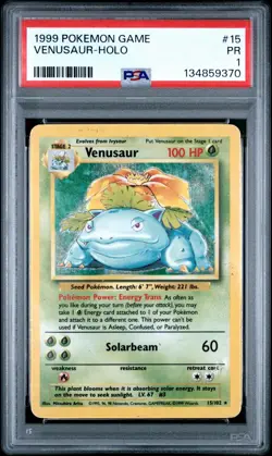 PSA 1 Venusaur 15/102 Base Set Holo Foil 1999 Pokemon WoTC PR - Image 1