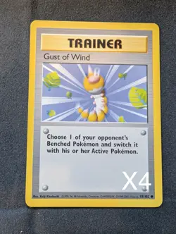 Gust of Wind 93/102 Base Set Pokemon Cards Playset (x4 Cards) Vintage WOTC - Image 1
