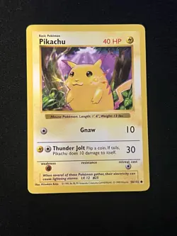 Pikachu (Yellow Cheeks) 58/102 Shadowless - Pokemon Base Set (Shadowless) - Image 1