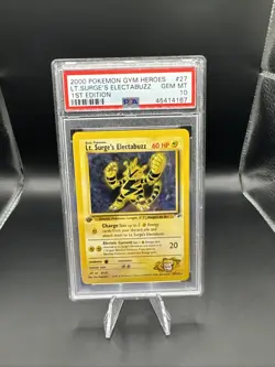 2000 Pokemon Gym Heroes 1st Edition Lt. Surge’s Electabuzz #27 Non-Holo PSA 10 - Image 1